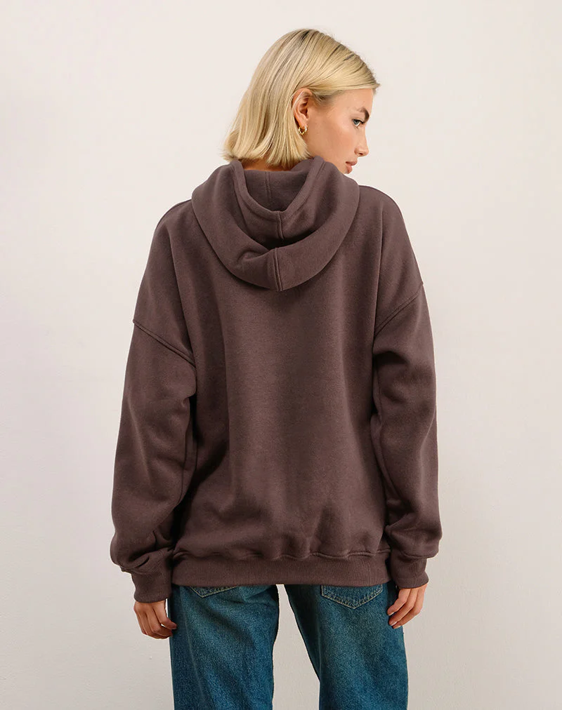 Oversize-Kapuzenpullover in tiefem Mahagoni mit See You Next Tuesday-Aufdruck - Image 3