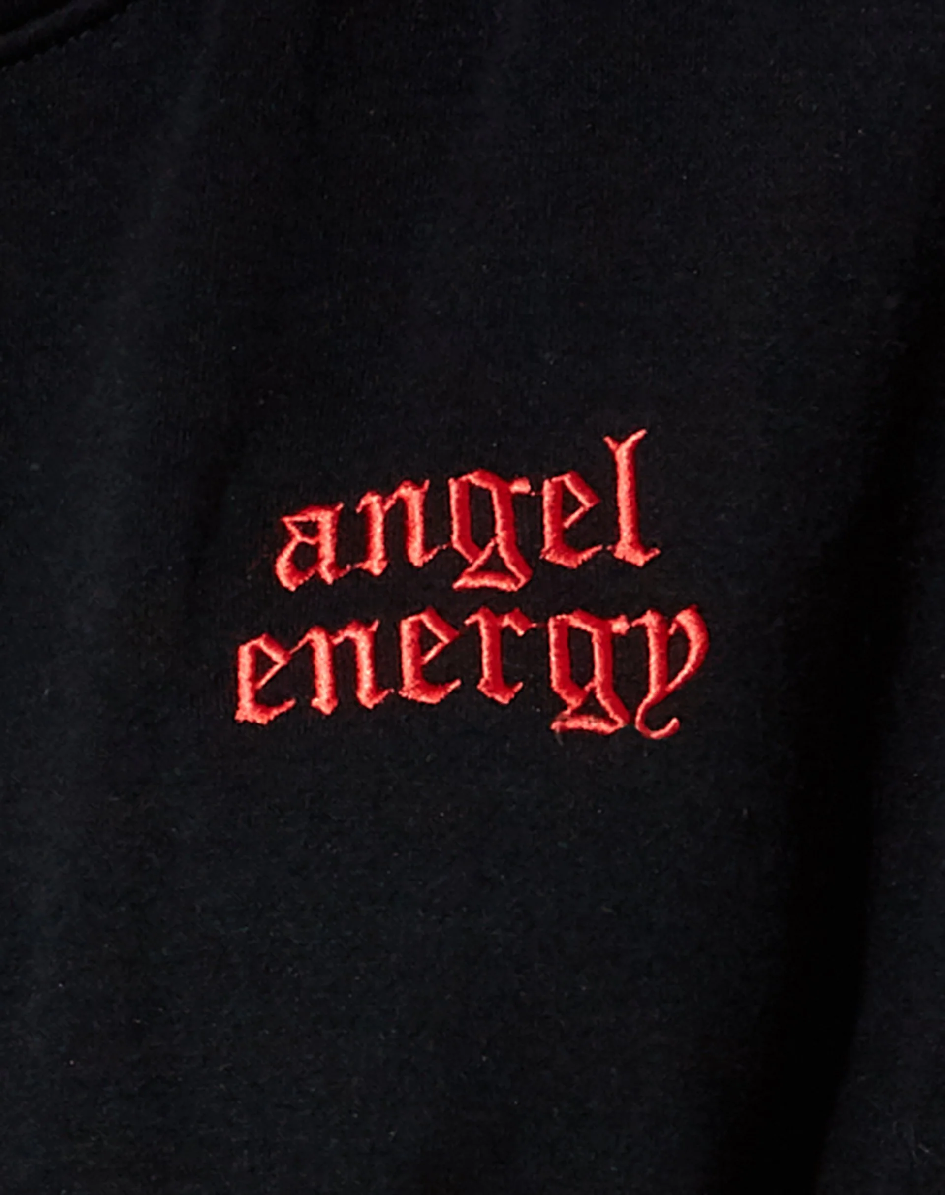 Oversize-Kapuzenpullover in Schwarz 'Angel Energy' Hellrote Stickerei - Image 5