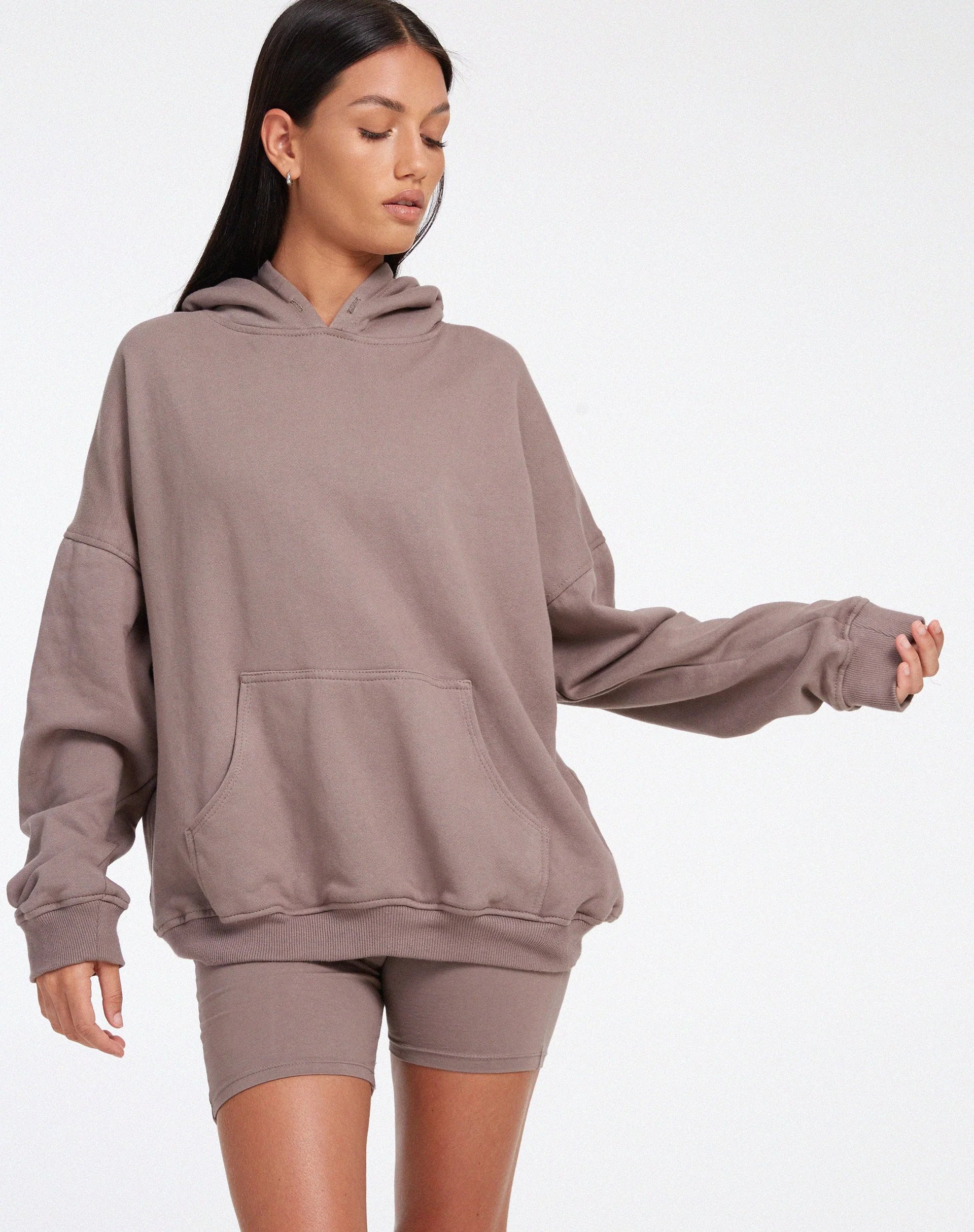 Oversize-Hoodie aus Fleece-Geweih