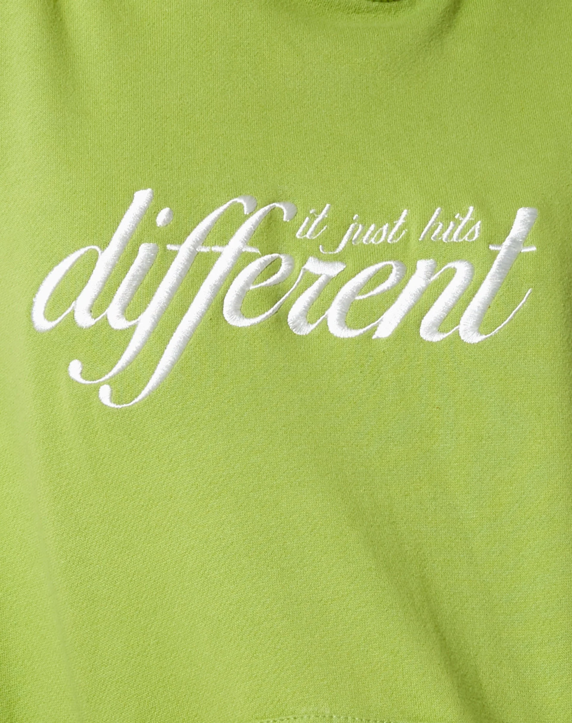 Oversize-Kapuzenpulli in Blattgrün Verschiedene Stickereien Weiß - Image 7