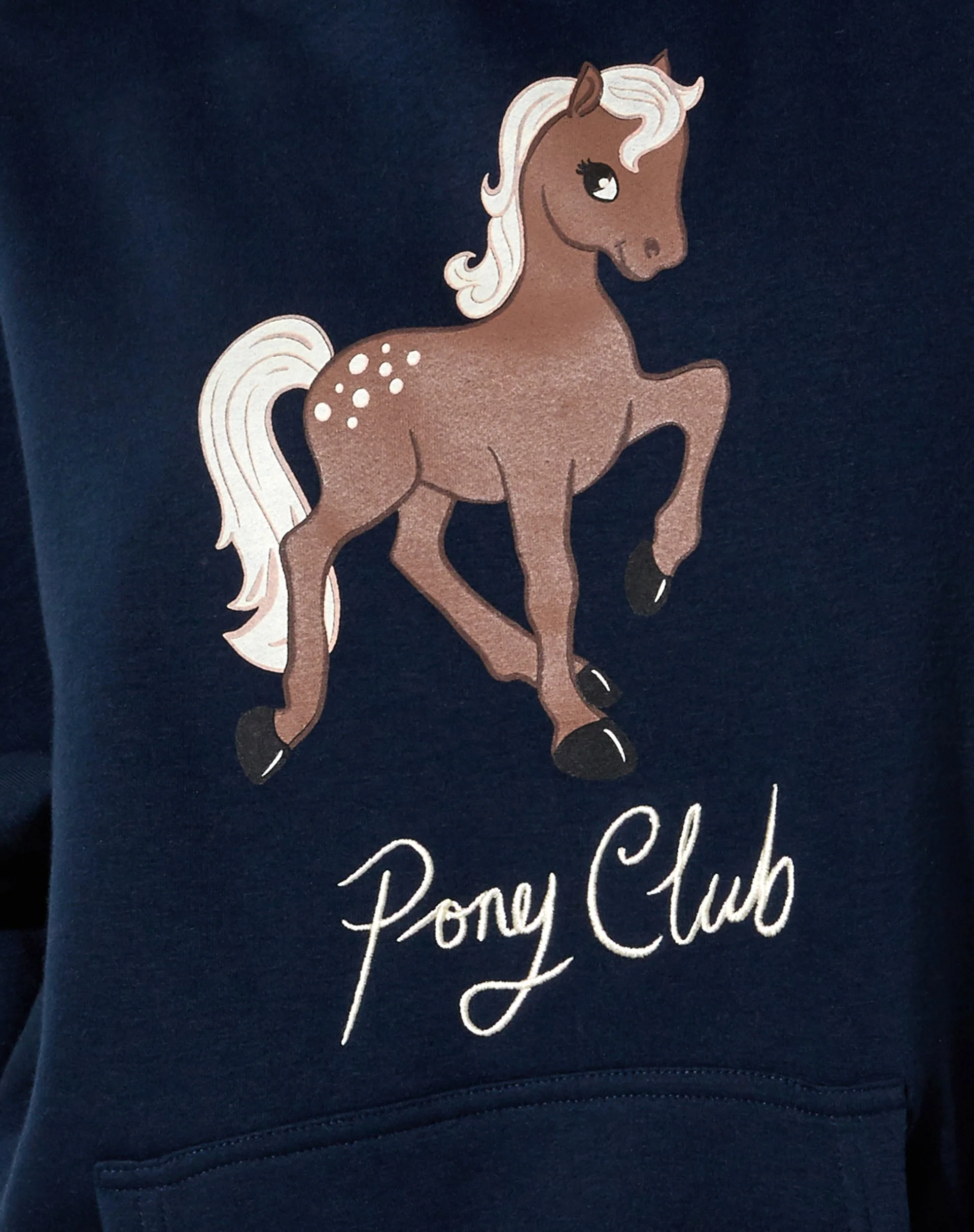 Oversize-Kapuzenpullover in Navy Pony Club Mix Embro - Image 6
