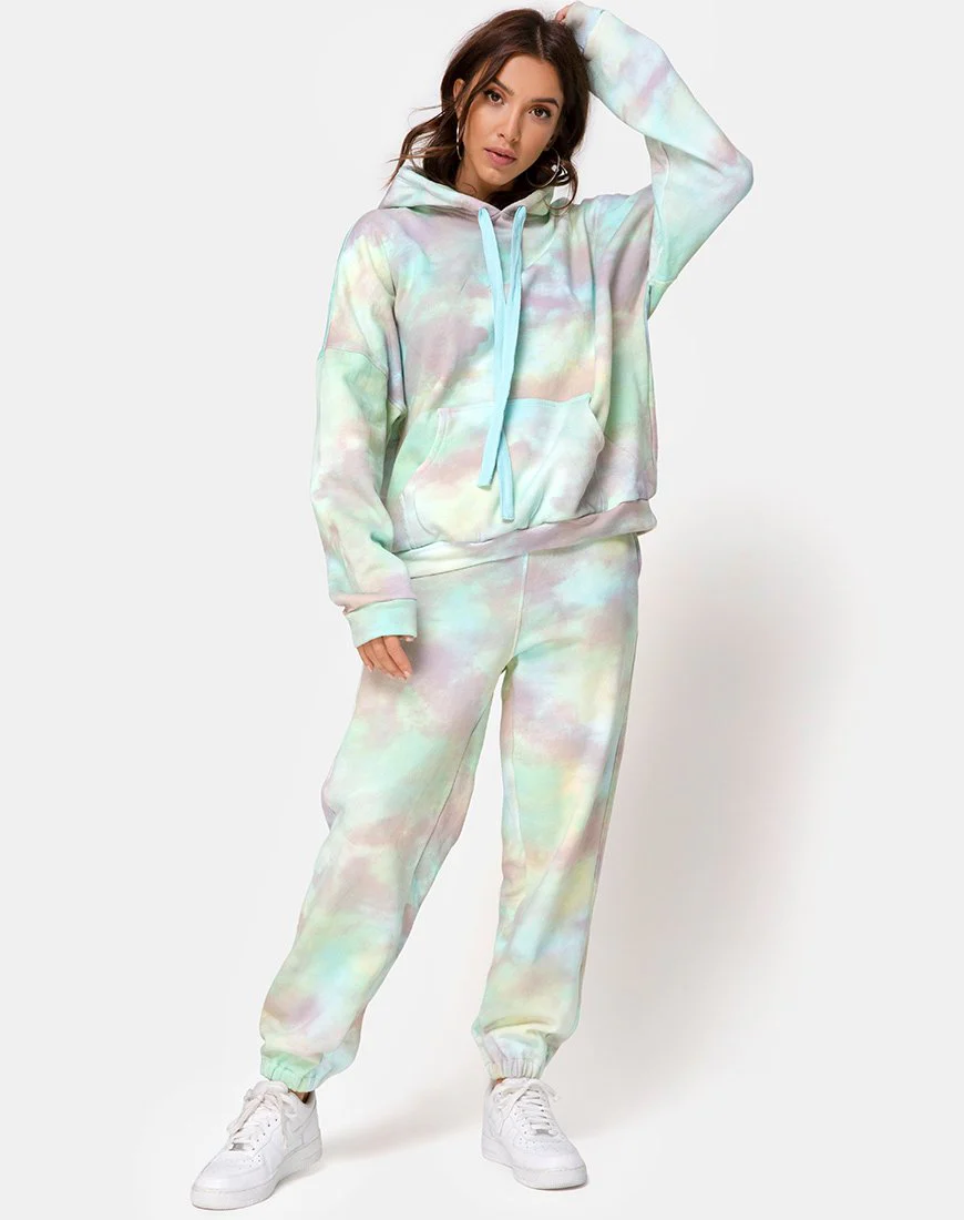 Oversize-Kapuzenpulli in Pastellfarbenem Tie Dye - Image 3