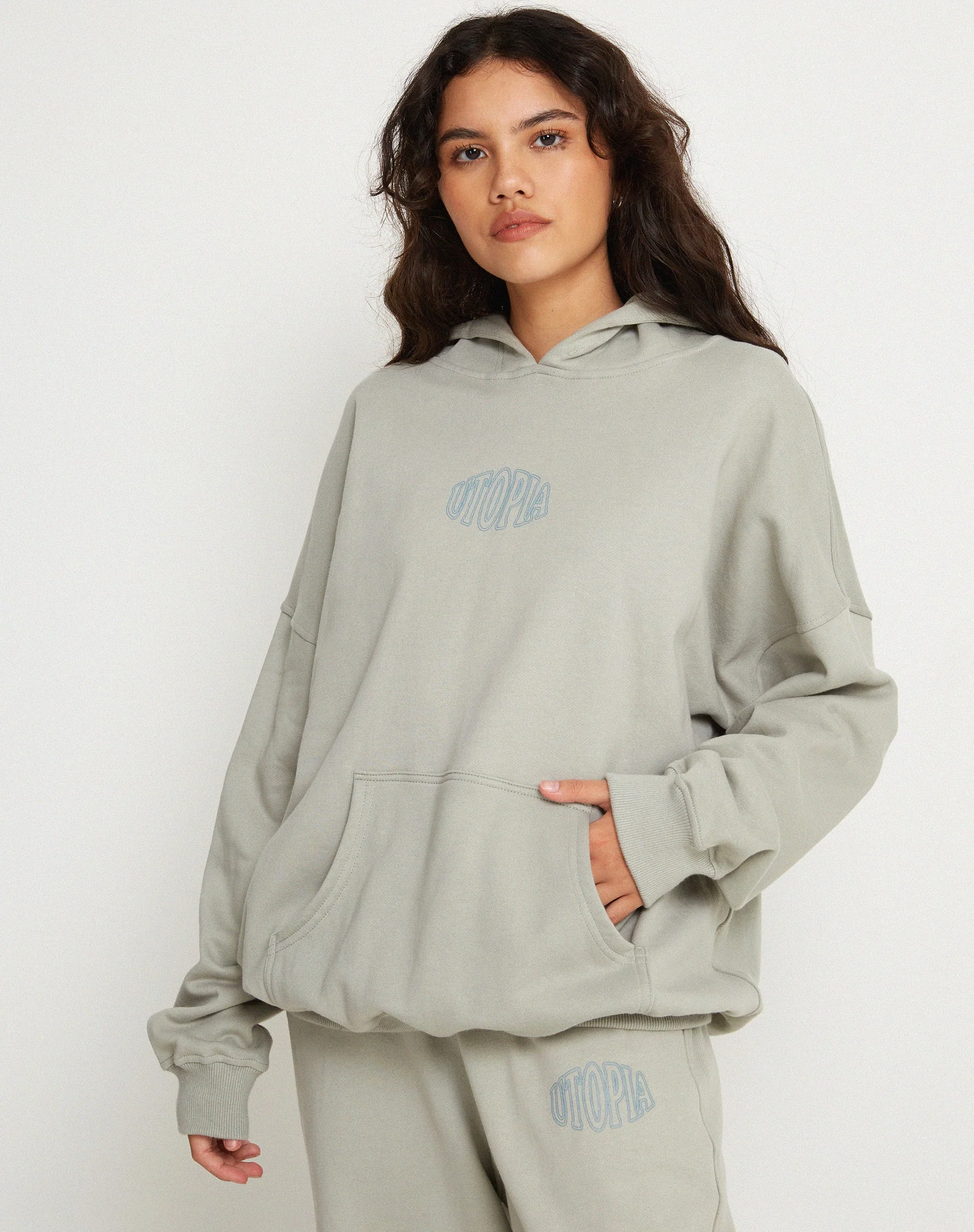 Kapuzenpulli in Übergröße in Surf Blue Utopia