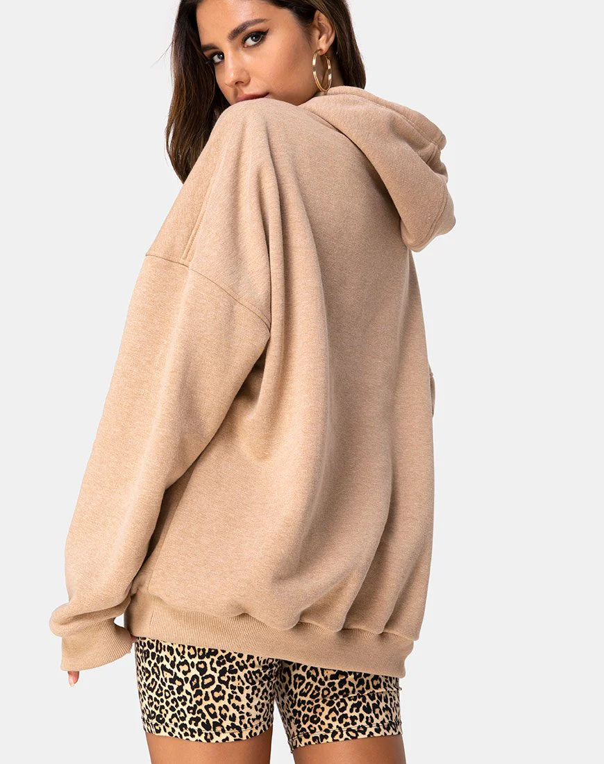Oversize-Kapuzenpulli in Tan I Want it Embro - Image 2