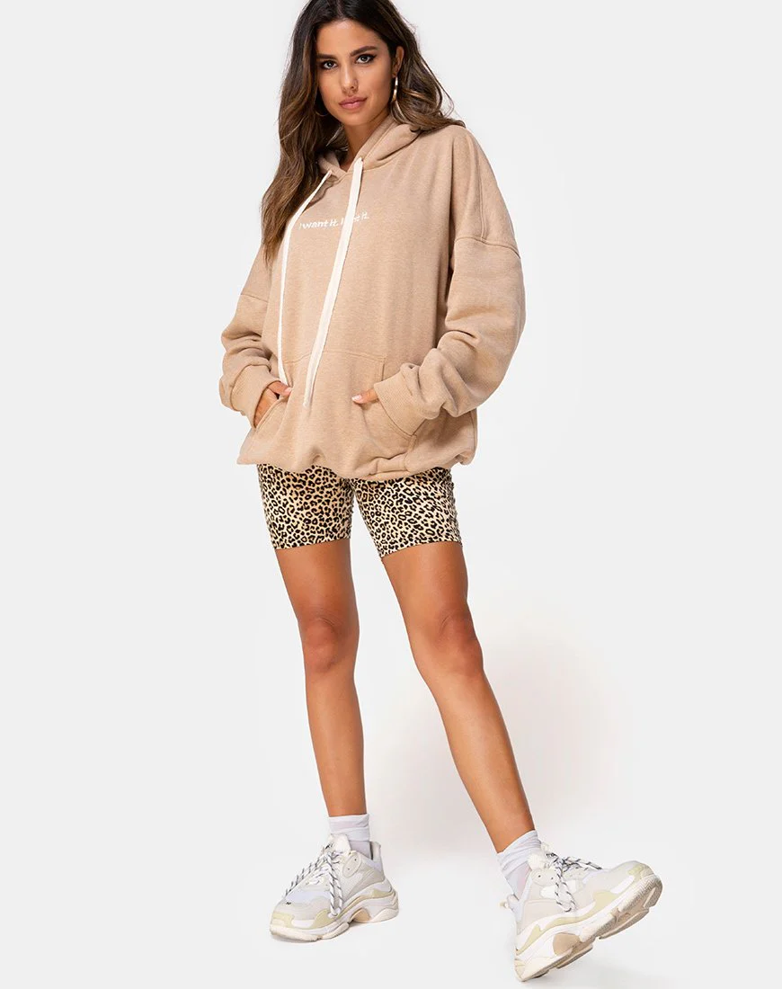 Oversize-Kapuzenpulli in Tan I Want it Embro - Image 3