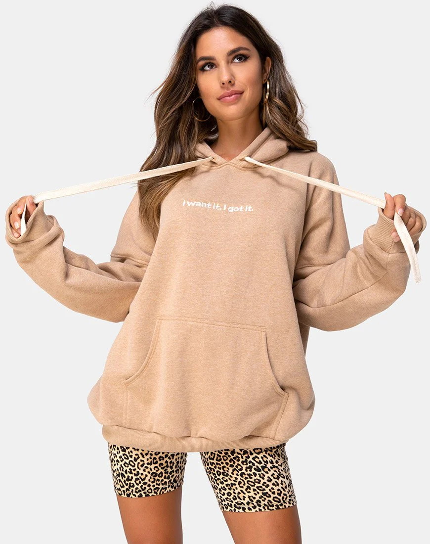 Oversize-Kapuzenpulli in Tan I Want it Embro - Image 5