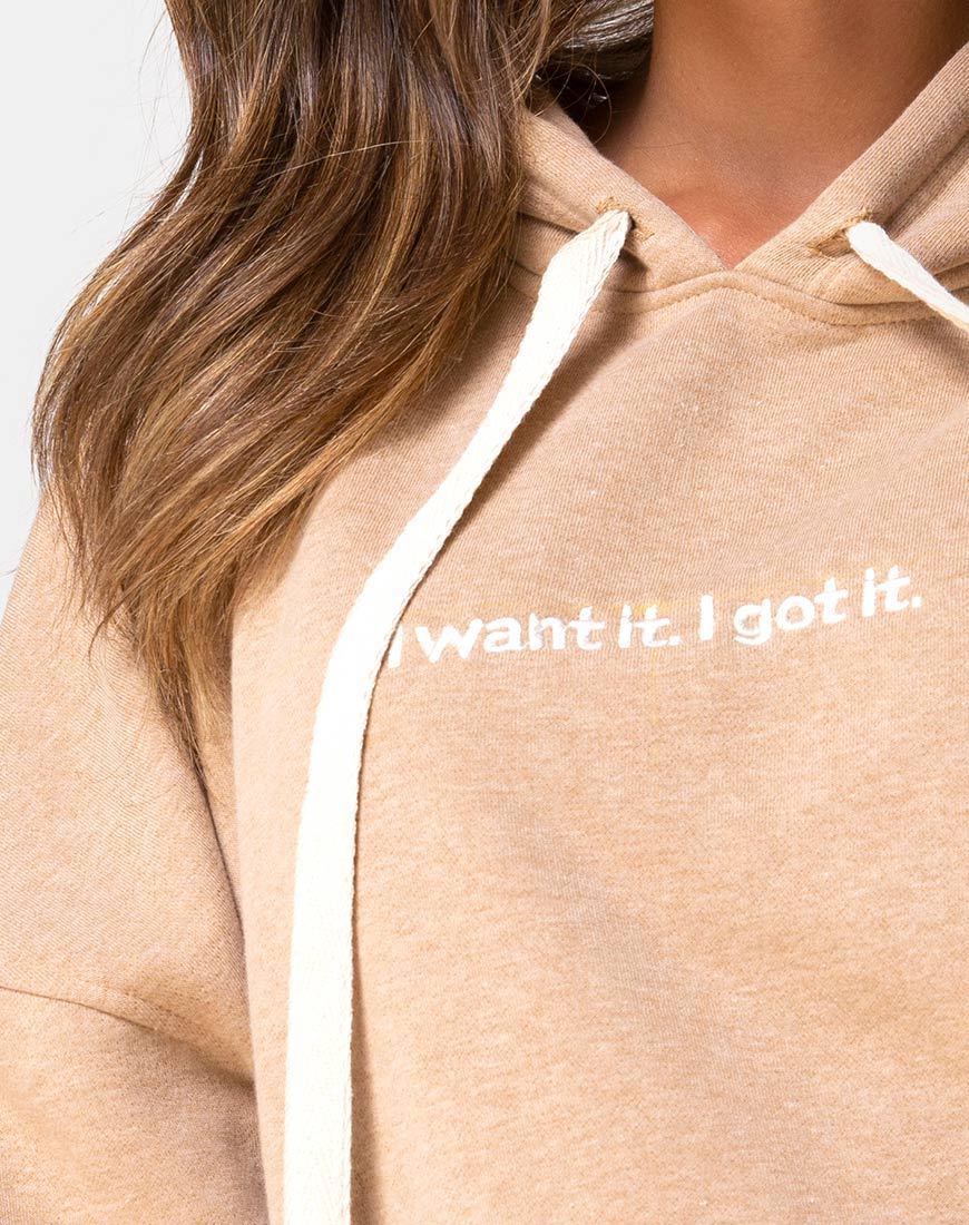 Oversize-Kapuzenpulli in Tan I Want it Embro - Image 7