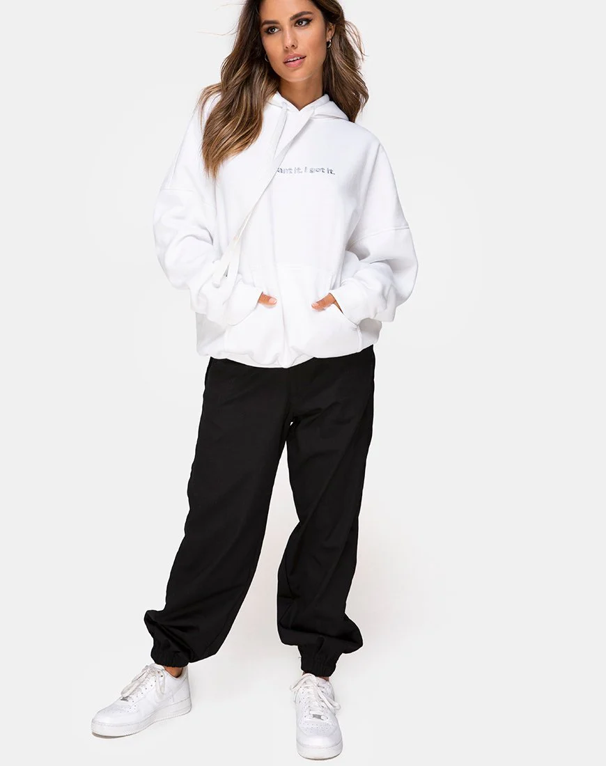 Oversize-Kapuzenpulli aus weißem I Want it Embro - Image 3