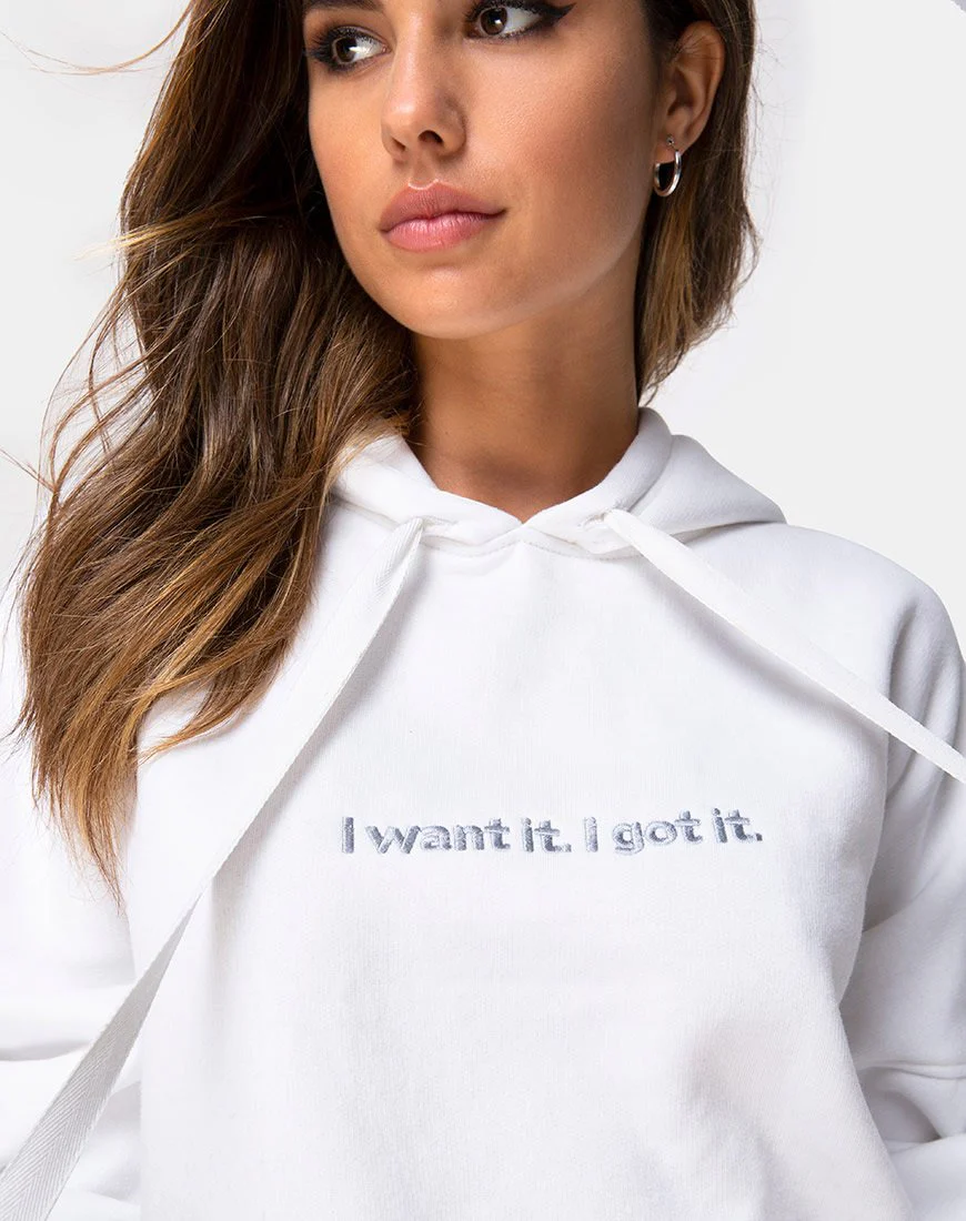 Oversize-Kapuzenpulli aus weißem I Want it Embro - Image 5