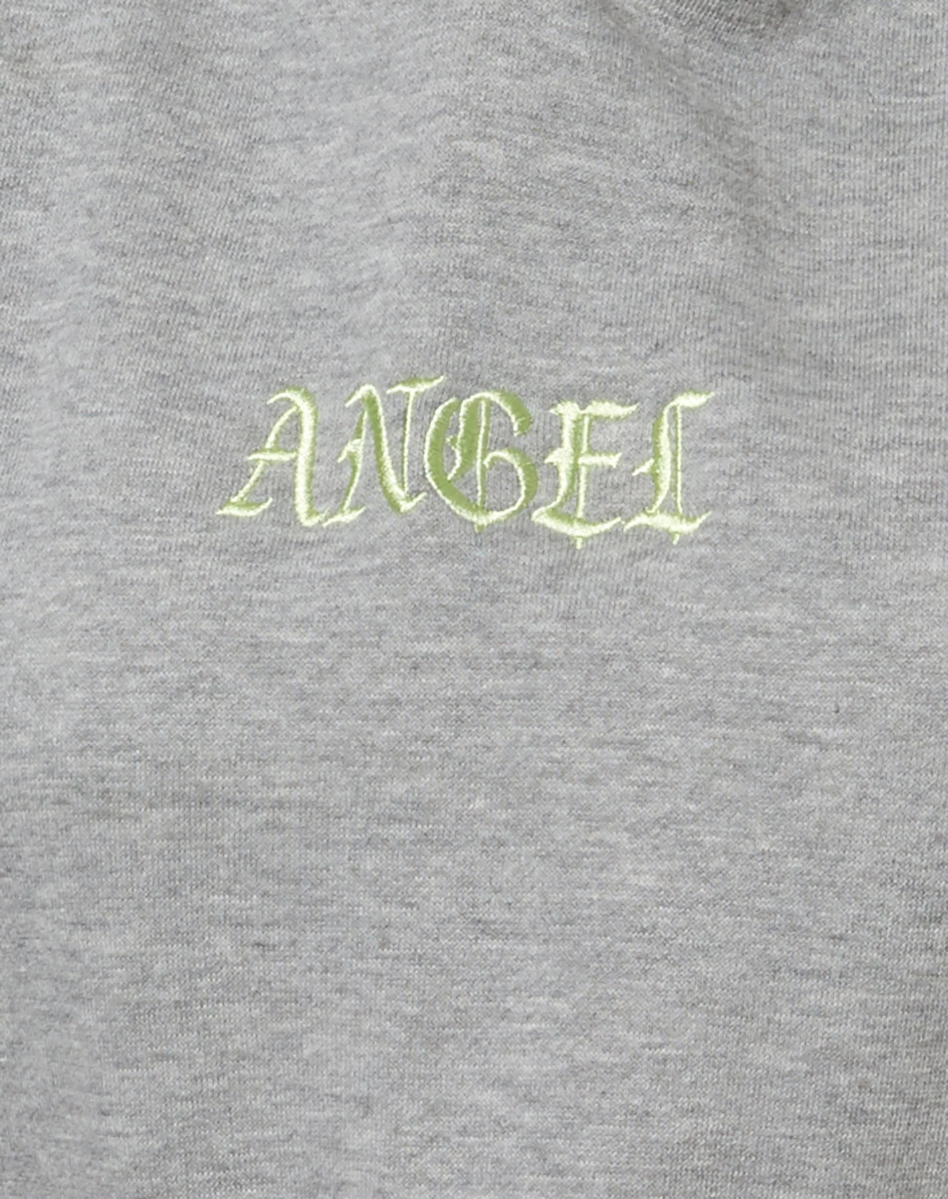 Oversize-Kapuzenpulli in Graumelange mit 'Angel'-Stickerei in Zitrone - Image 4