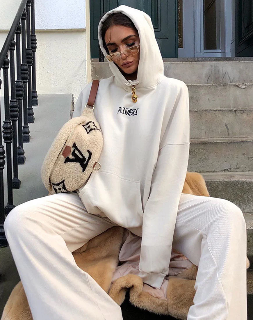 Oversize-Kapuzenpulli aus Stein mit Engel-Stickerei - Image 5