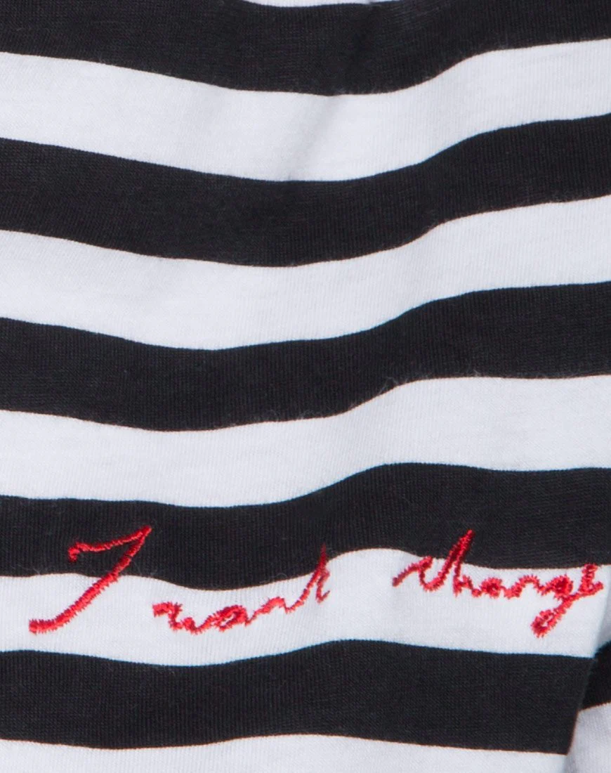 Langarm-T-Shirt in Übergröße aus I Want Change BW Stripe - Image 5