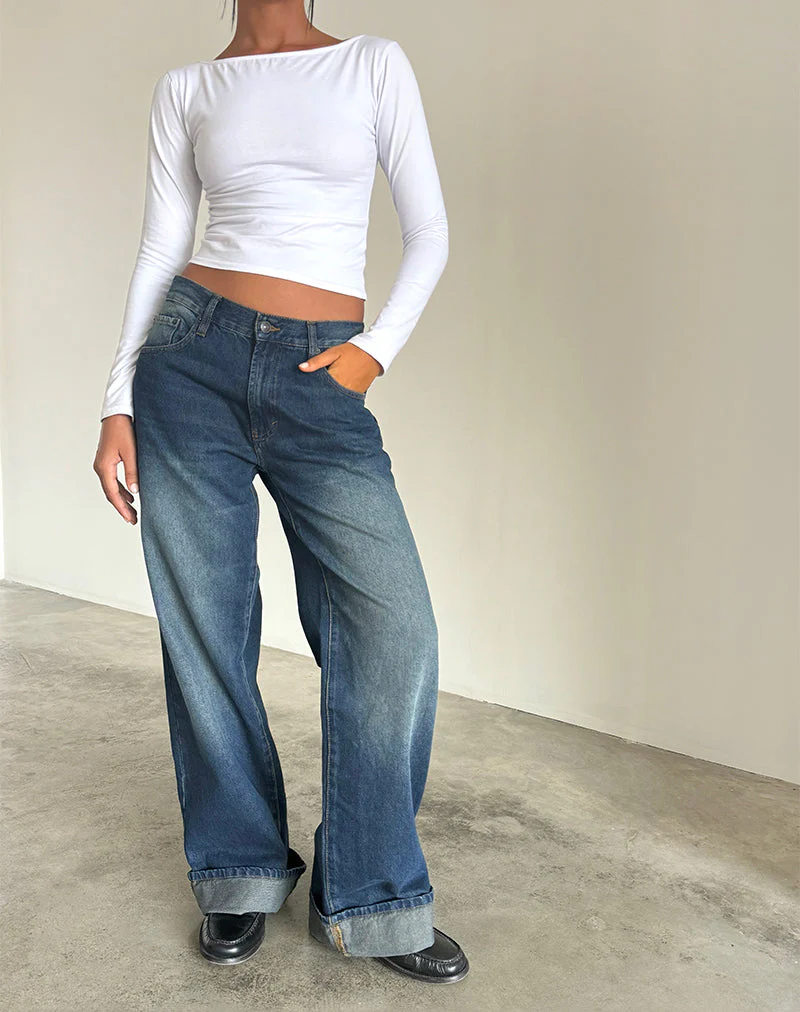 Übergroße Dad-Jeans mit niedrigem Rise in Dark Vintage - Image 3