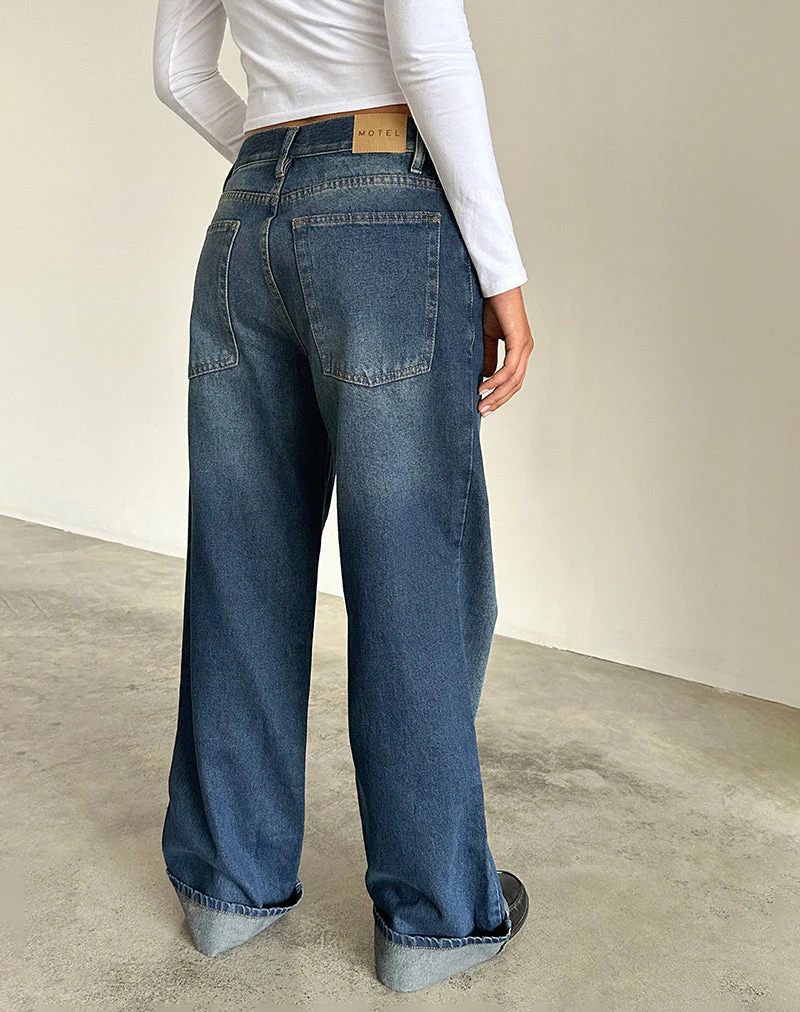 Übergroße Dad-Jeans mit niedrigem Rise in Dark Vintage - Image 4