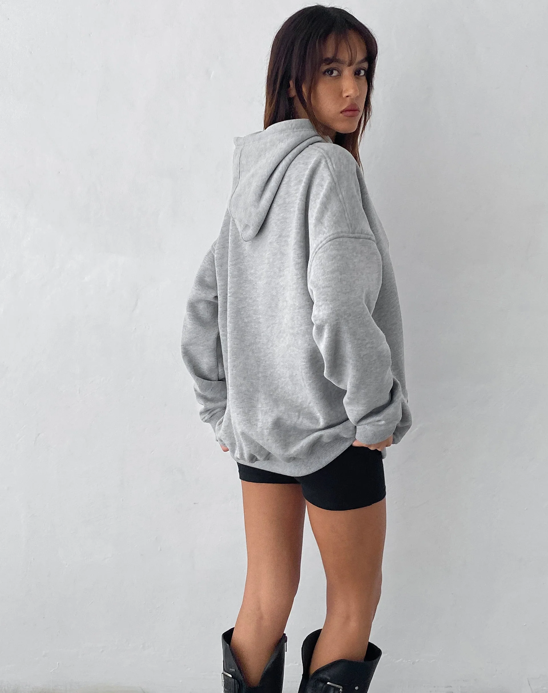 Kapuzenpulli in Übergröße aus grauem Mergel mit Worst Nightmare-Stickerei - Image 5