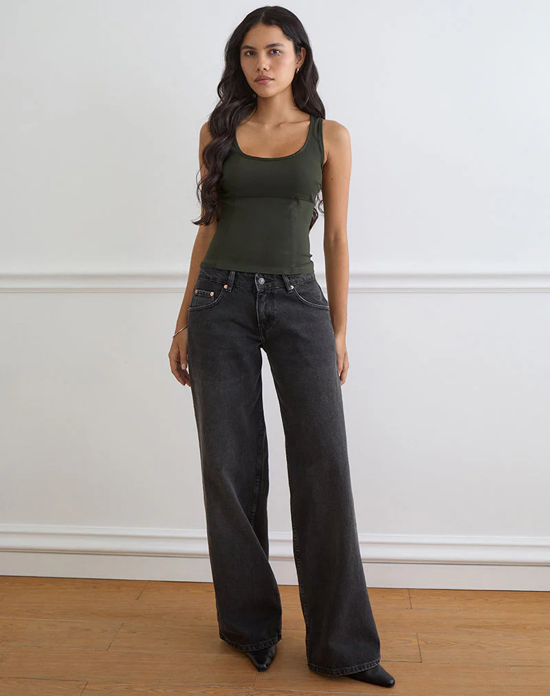 Ovia Scoop Korsett-Oberteil in Tailoring Dark Khaki - Image 2
