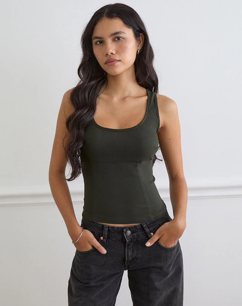 Ovia Scoop Korsett-Oberteil in Tailoring Dark Khaki - Image 4