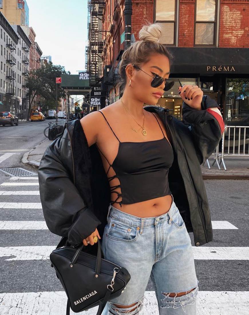 Ozka Crop Top aus Satin Schwarz - Image 2