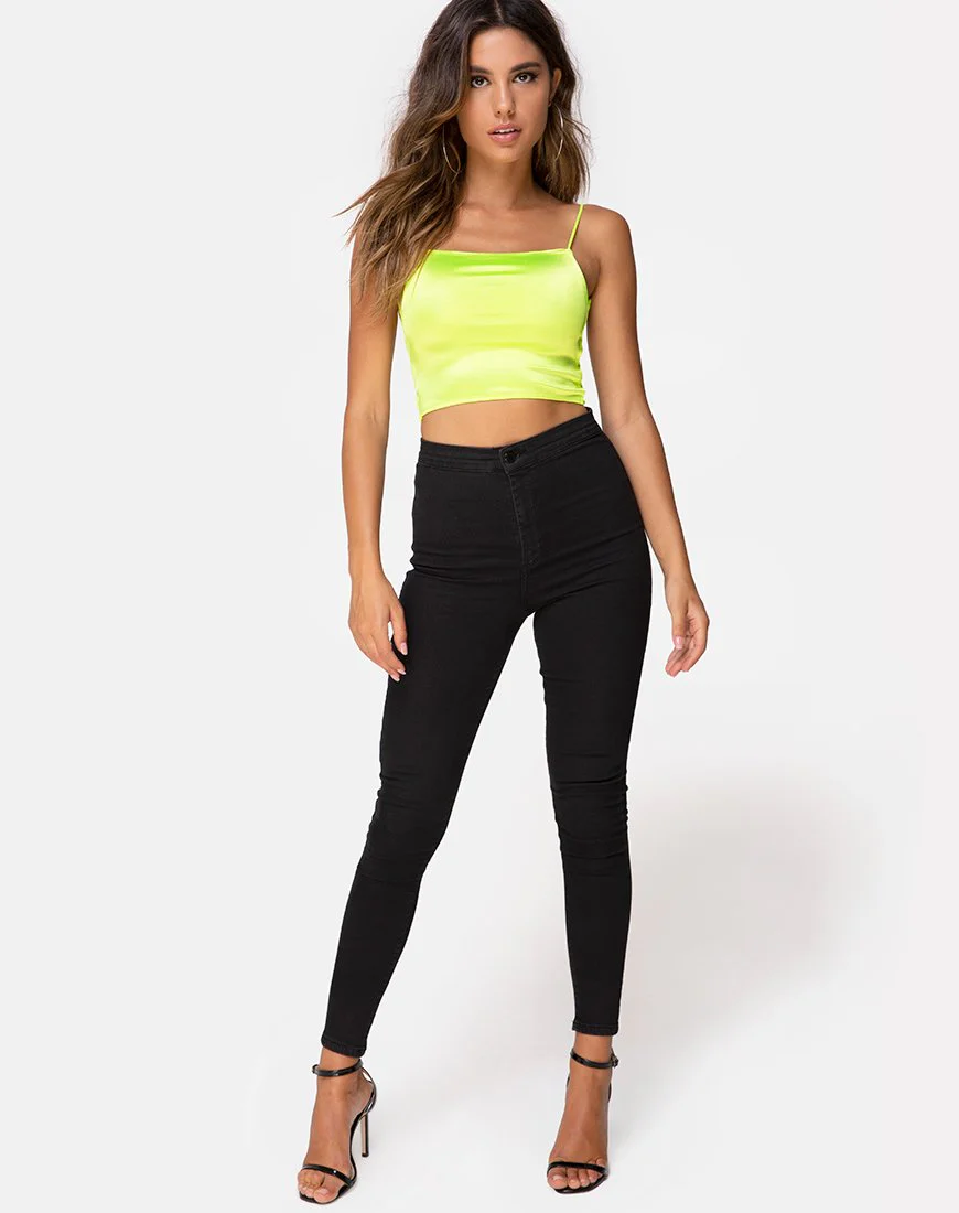 Ozka Crop Top aus Satin Neongelb - Image 3