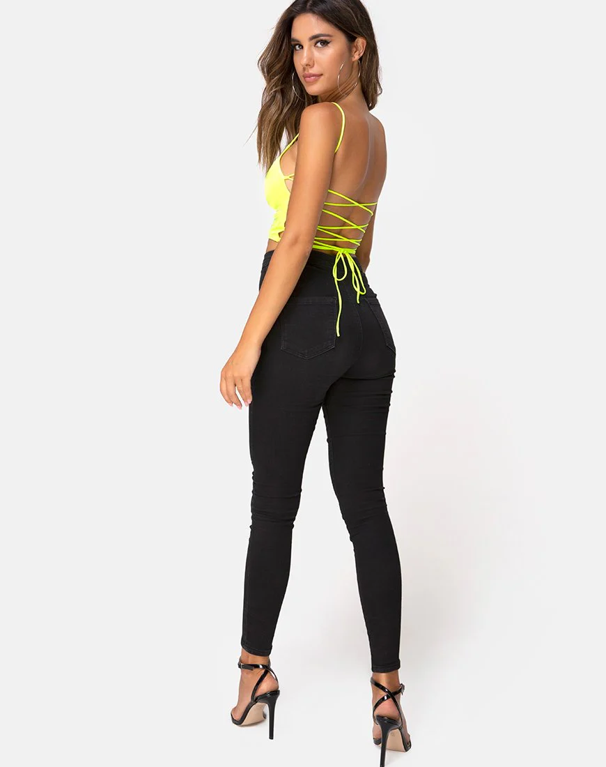 Ozka Crop Top aus Satin Neongelb - Image 4