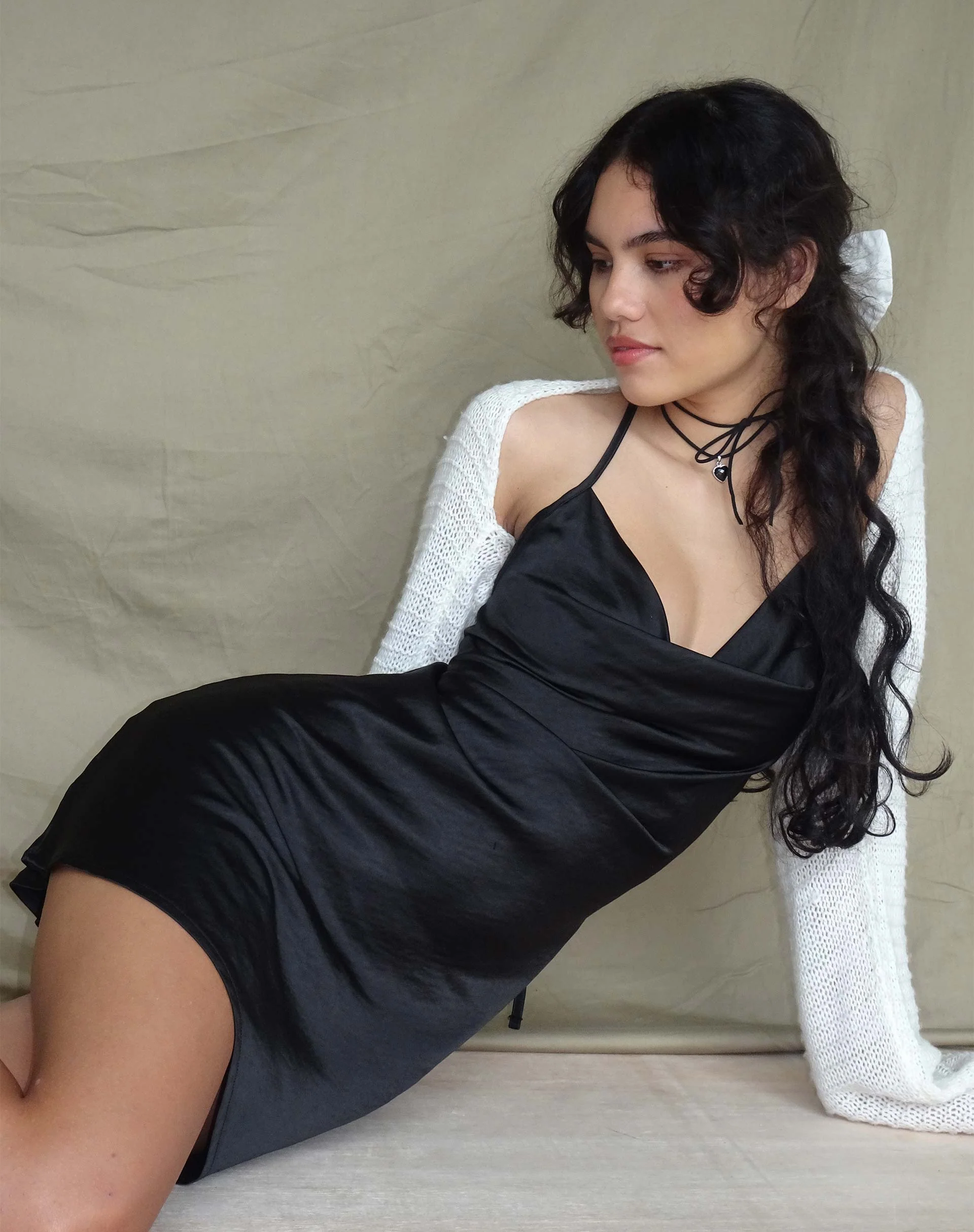 Paiva Kleid aus Satin Schwarz