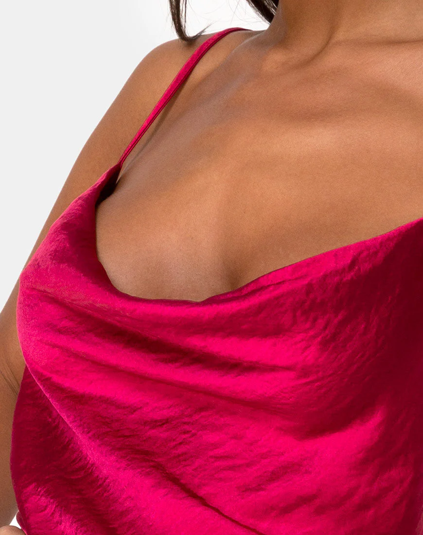 Paiva Slip-Kleid aus Satin in Kirsche - Image 5