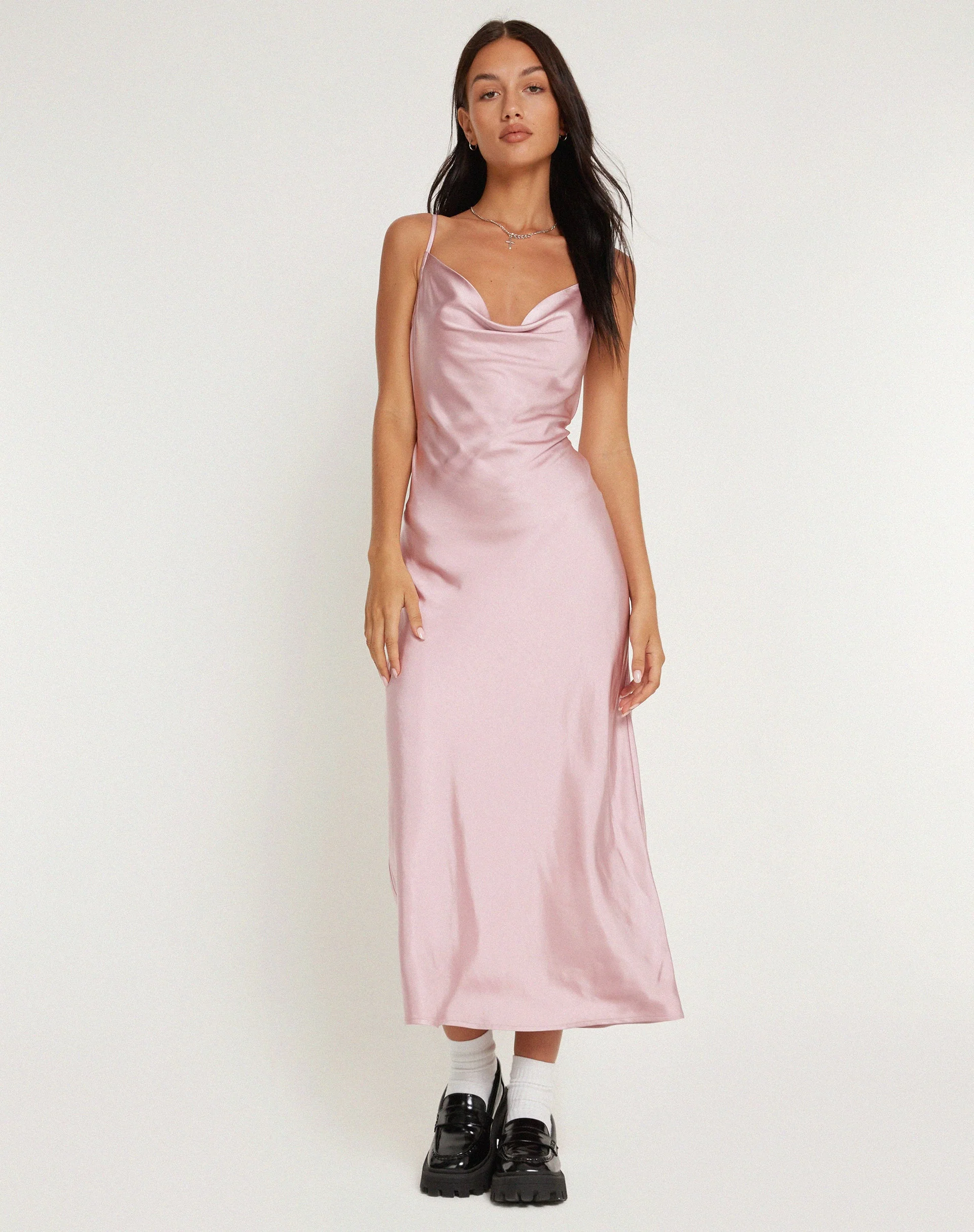 Palasha Midikleid aus Satin in Altrosa - Image 4