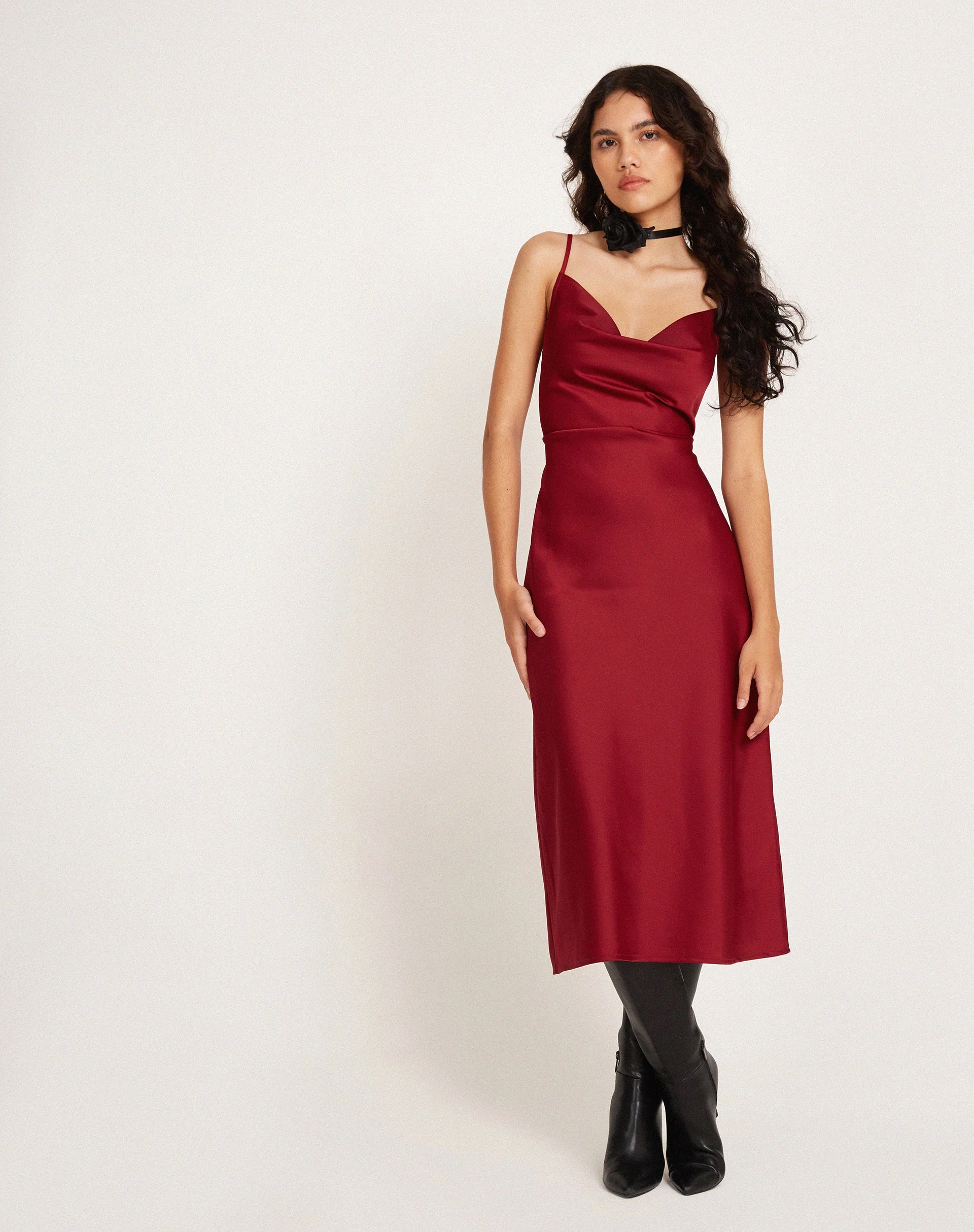 Palasha Midikleid aus Satin Rot - Image 2