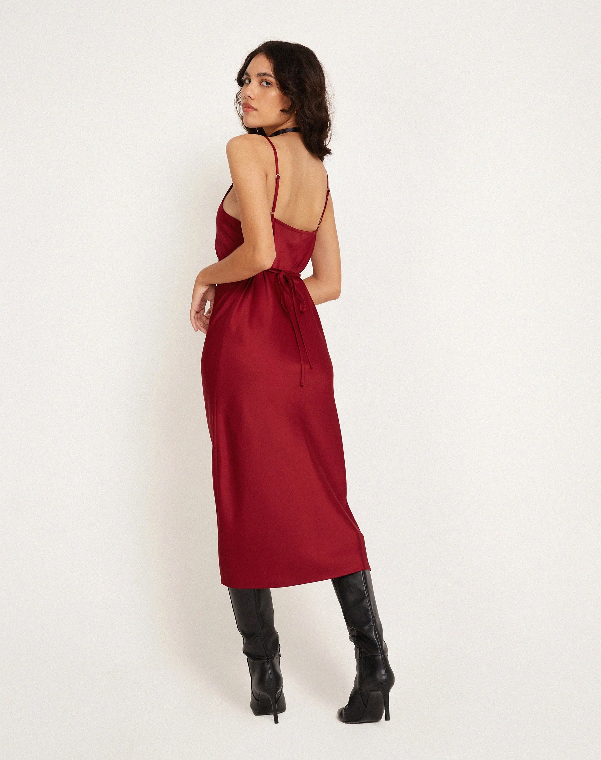 Palasha Midikleid aus Satin Rot - Image 3