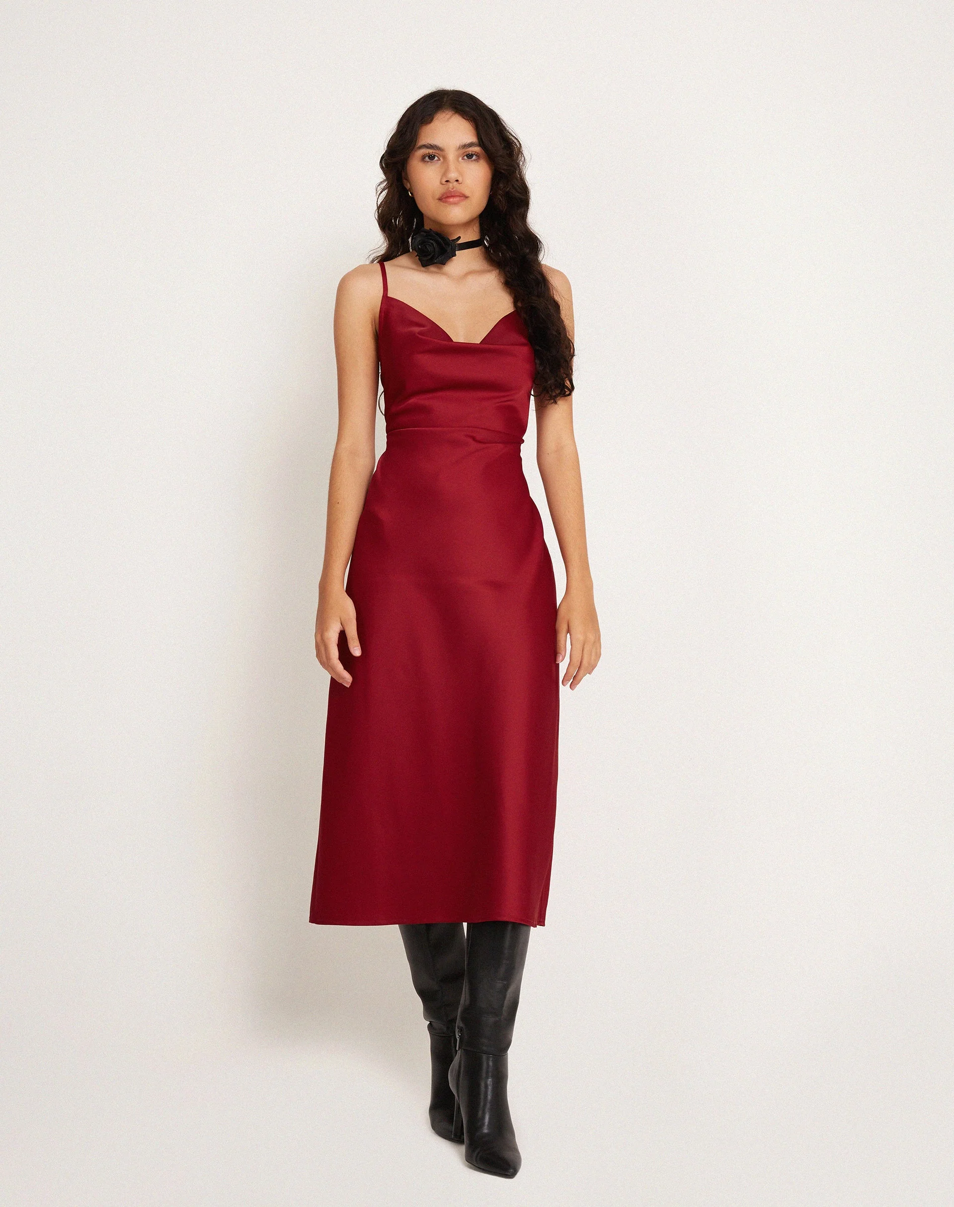 Palasha Midikleid aus Satin Rot - Image 4
