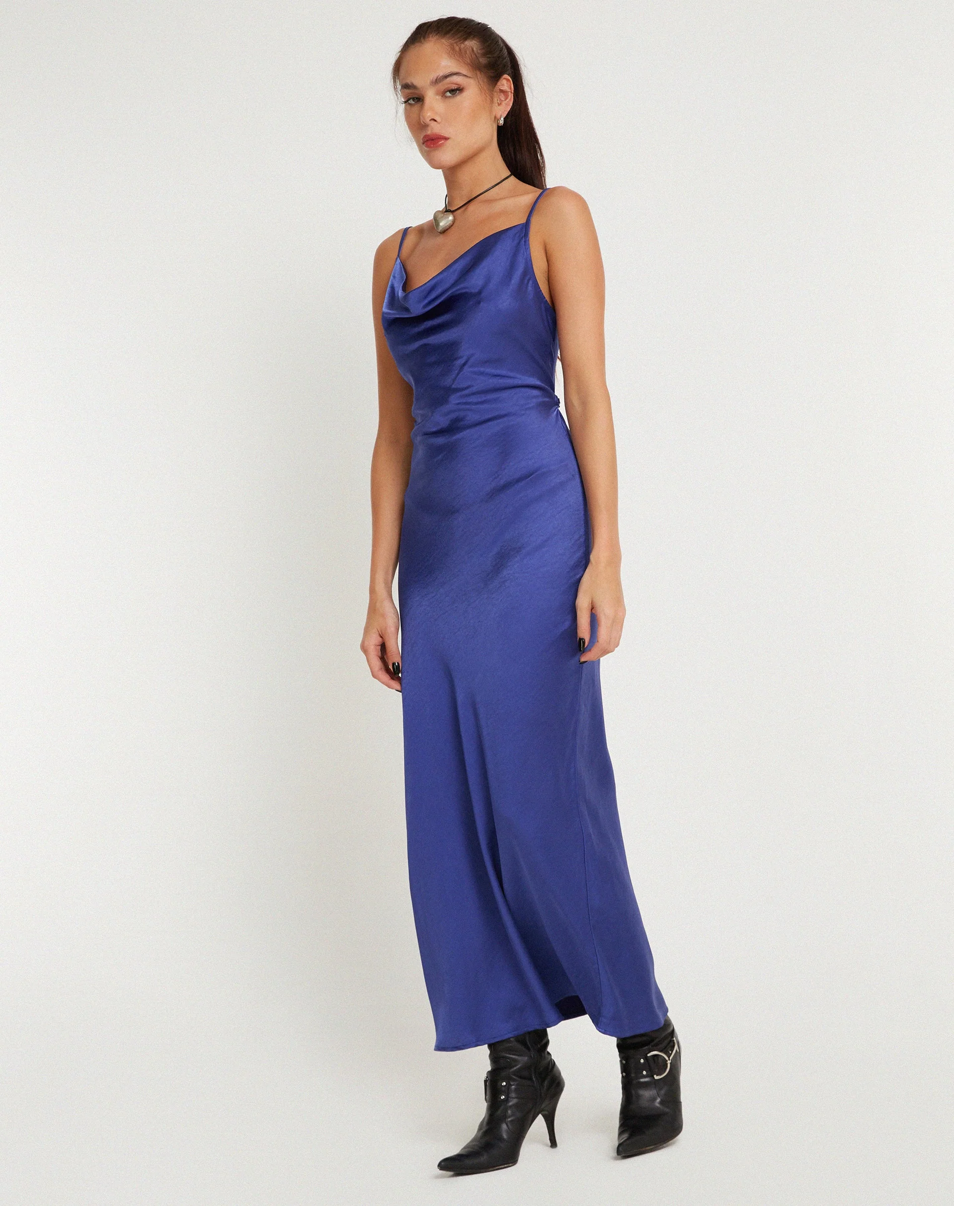 Palasha Midikleid aus Satin Spectrum Blau - Image 5