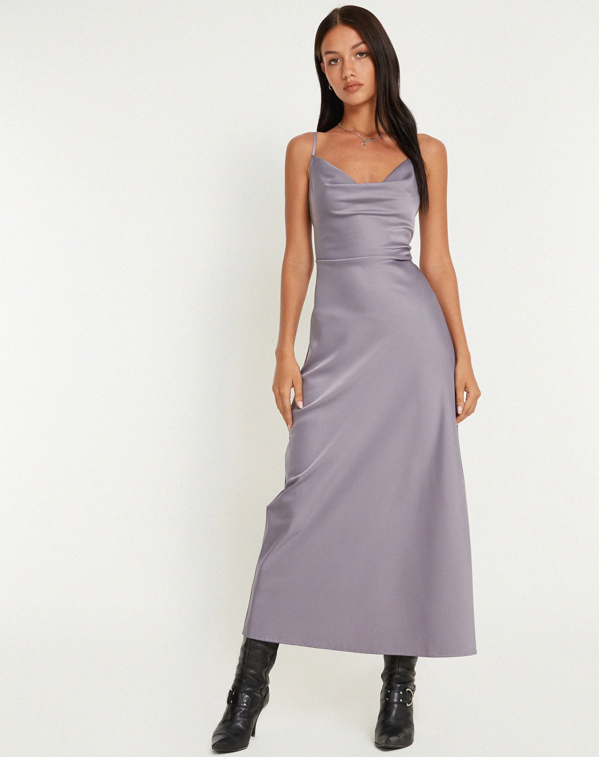 Palasha Midikleid aus Satin Grey Ridge