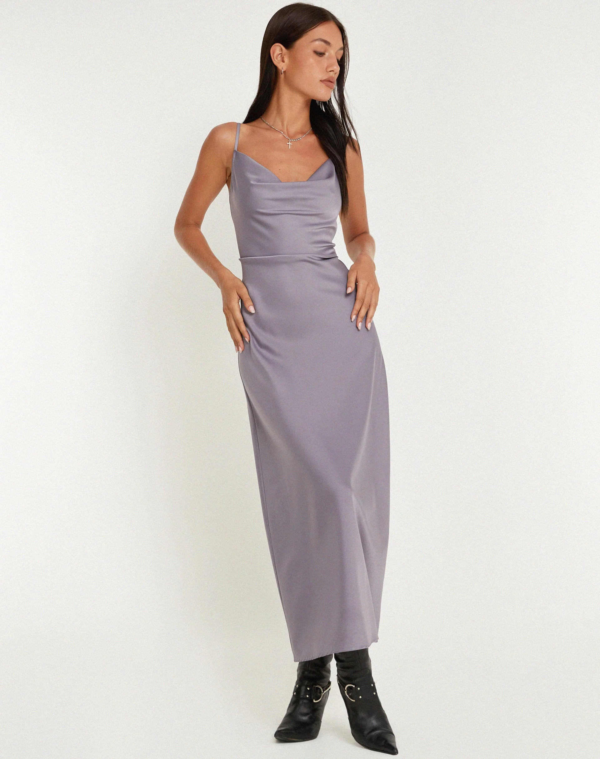 Palasha Midikleid aus Satin Grey Ridge - Image 3