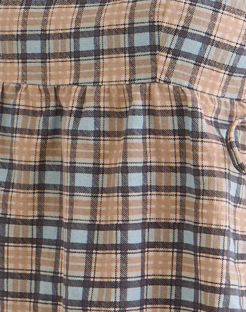Palsi Lockeres ärmelloses Top in Pastellblau Tartan - Image 6