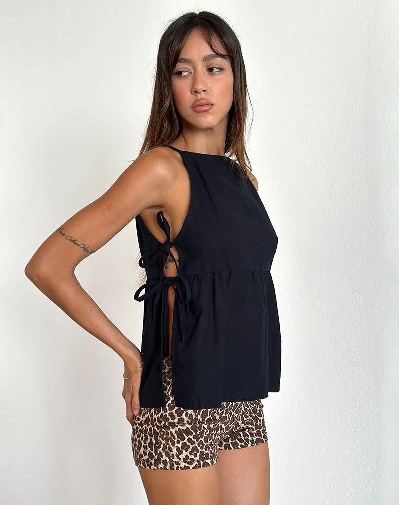 Palsi Tie Side Ärmelloses Top in Schwarz - Image 4
