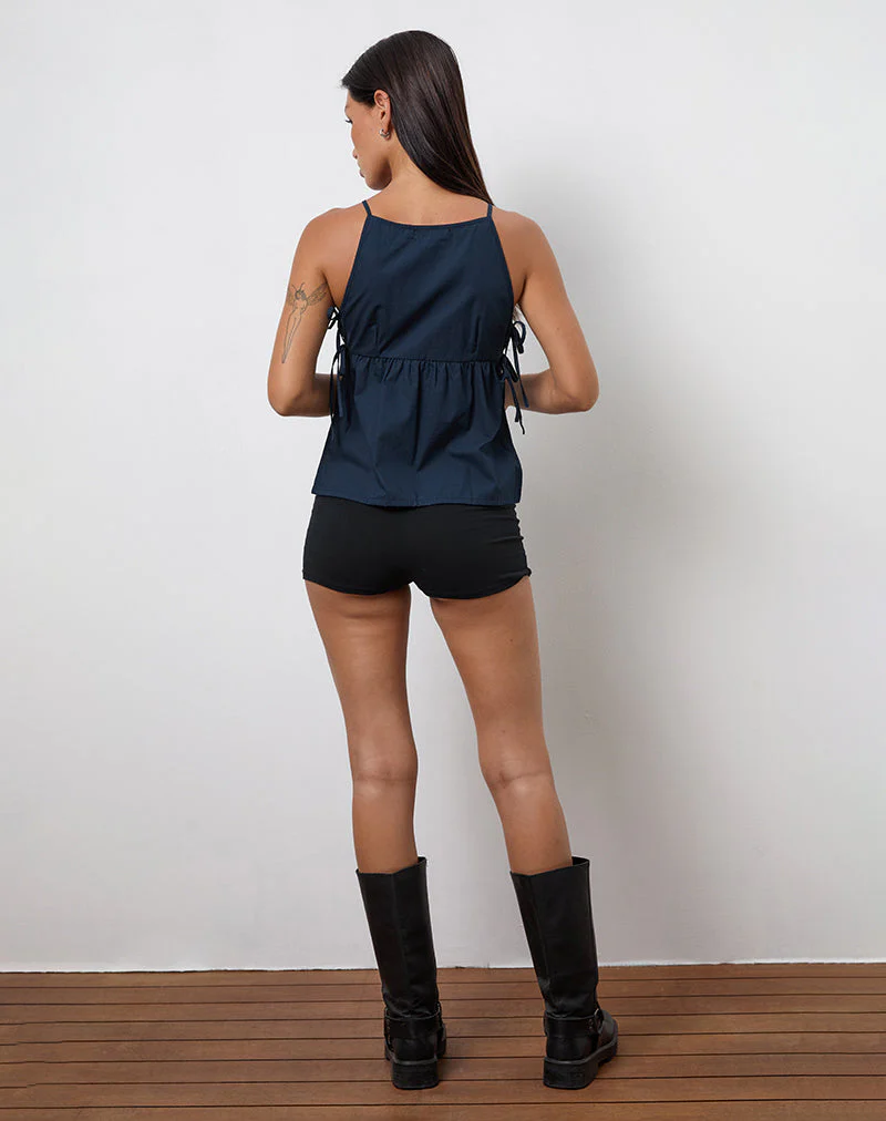 Palsi Tie Side Vest Top in Marineblau - Image 4