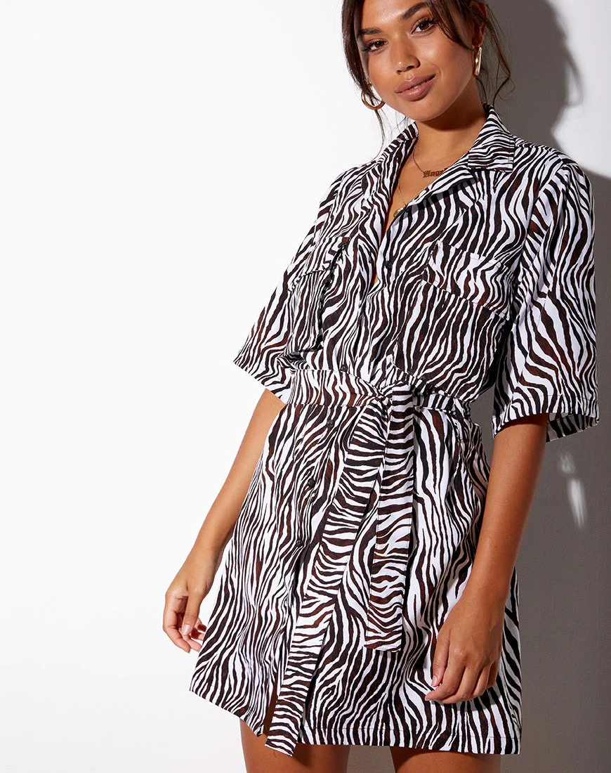 Pamela Hemdkleid in Zebra Vertikal