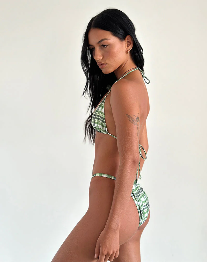 Pami Bikinioberteil in Grün Tartan - Image 4