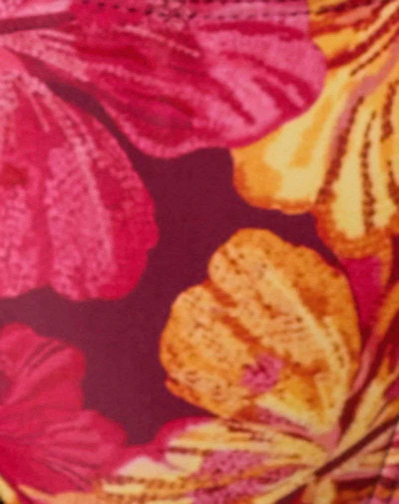 Pami Bikini-Oberteil in Sketch Hibiscus Burgundy mit kontrastierenden Bändern - Image 6
