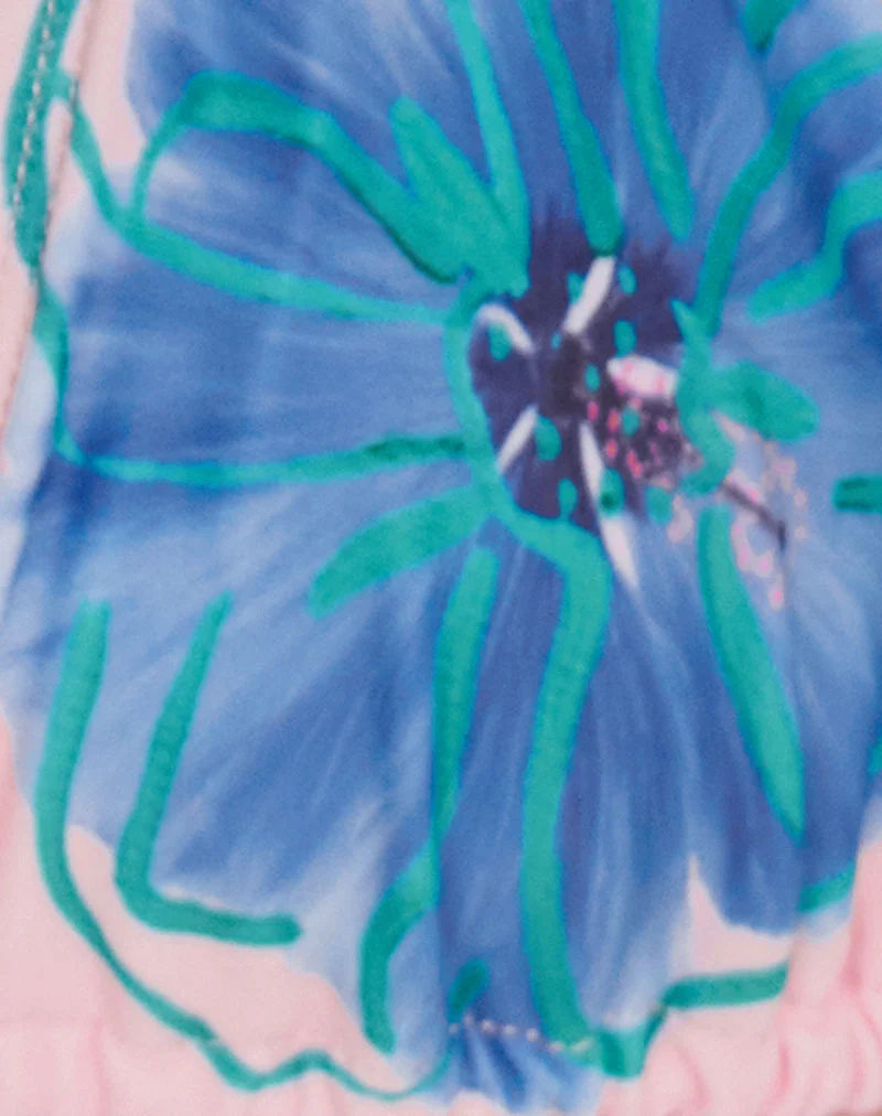 Pami Bikinioberteil in Rosa und Blau Aquarellblume - Image 6