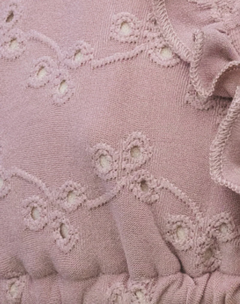 Pami Ruffle Bikinioberteil in Broderie Blush Pink - Image 7
