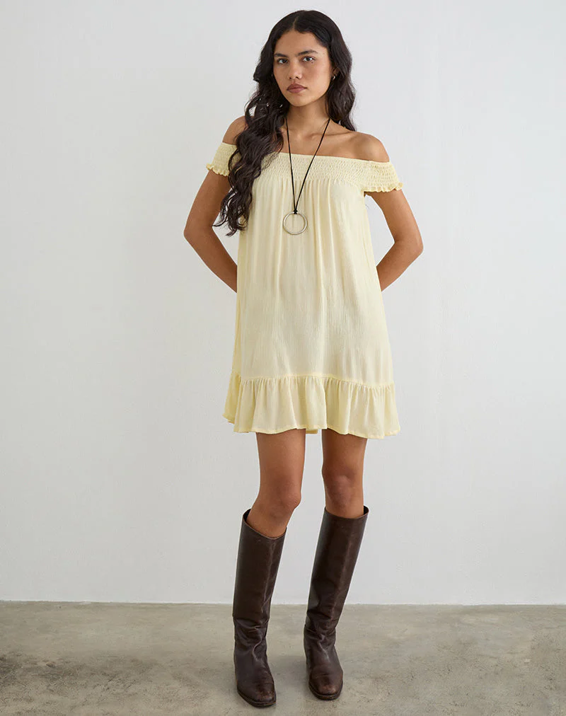 Panasi Mini Dress in Crinkle Butter Yellow