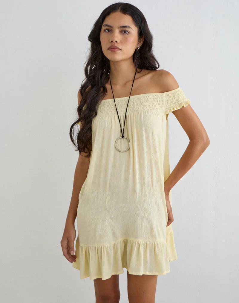 Panasi Mini Dress in Crinkle Butter Yellow - Image 2