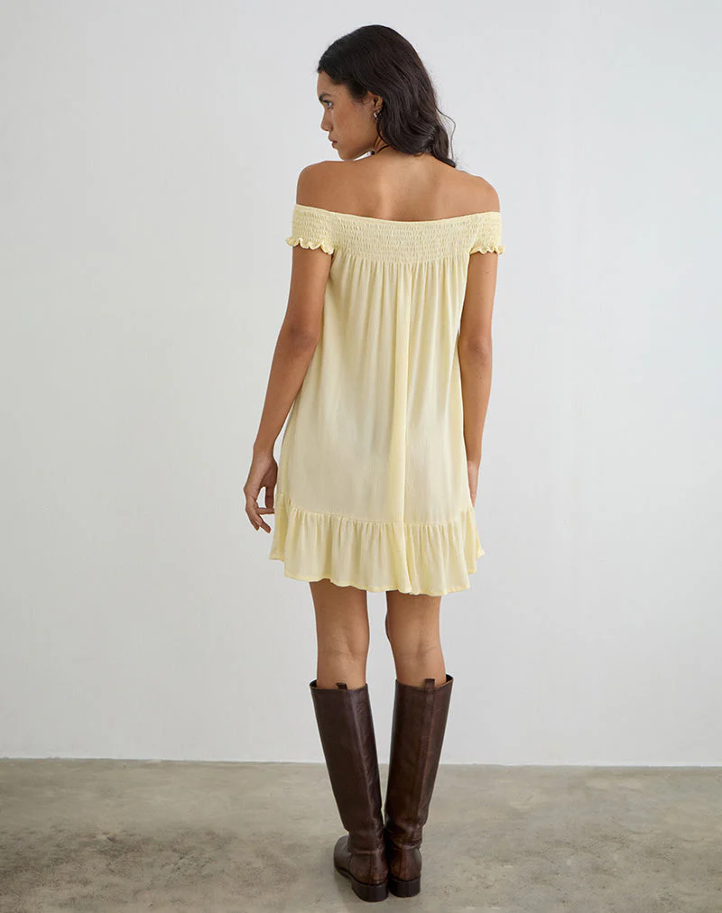 Panasi Mini Dress in Crinkle Butter Yellow - Image 4