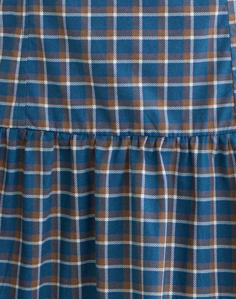 Panja Mini-Halterneck-Kleid in mittelblauem Tartan - Image 6