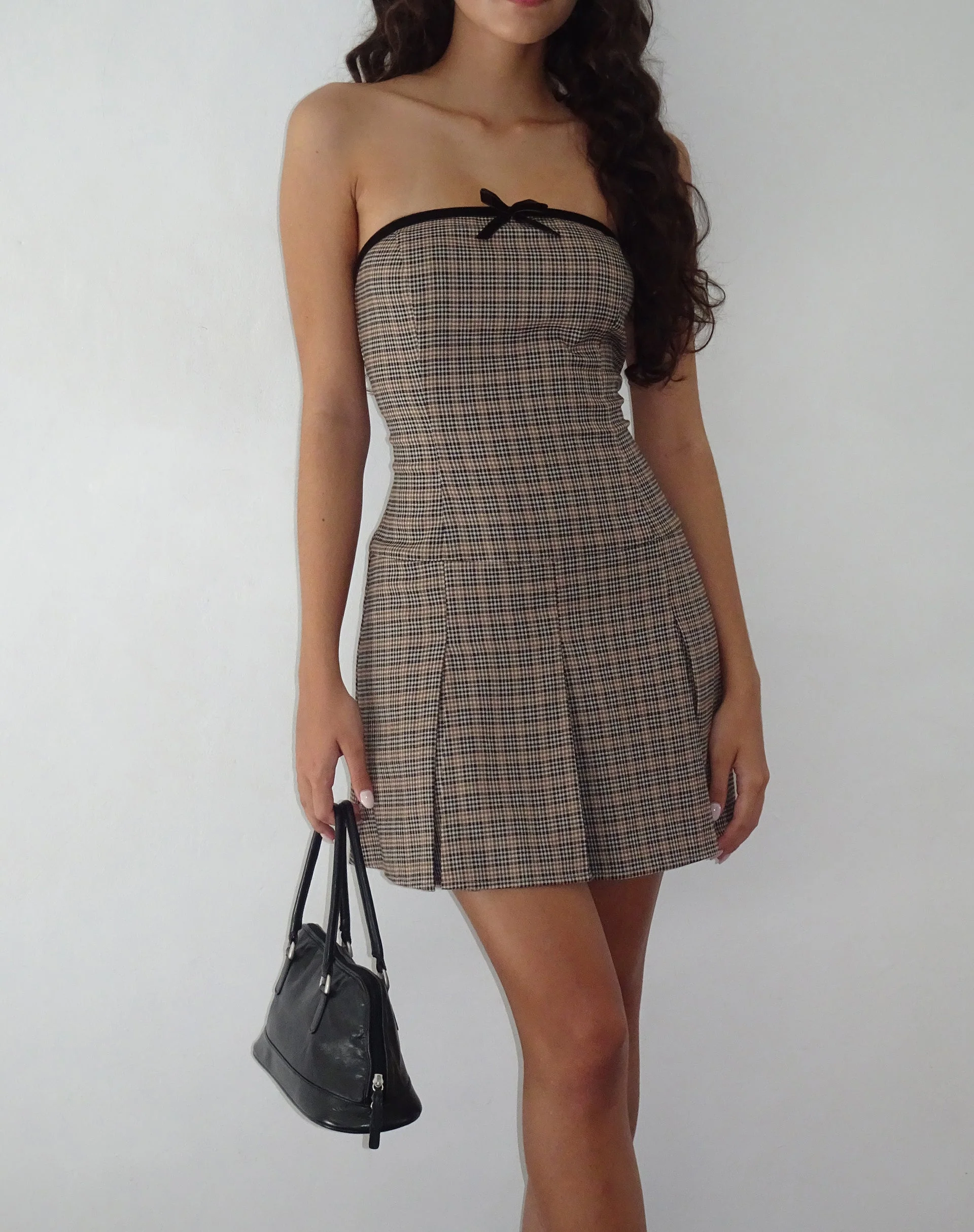 Panola Minikleid aus Mikrokaro Braun - Image 3