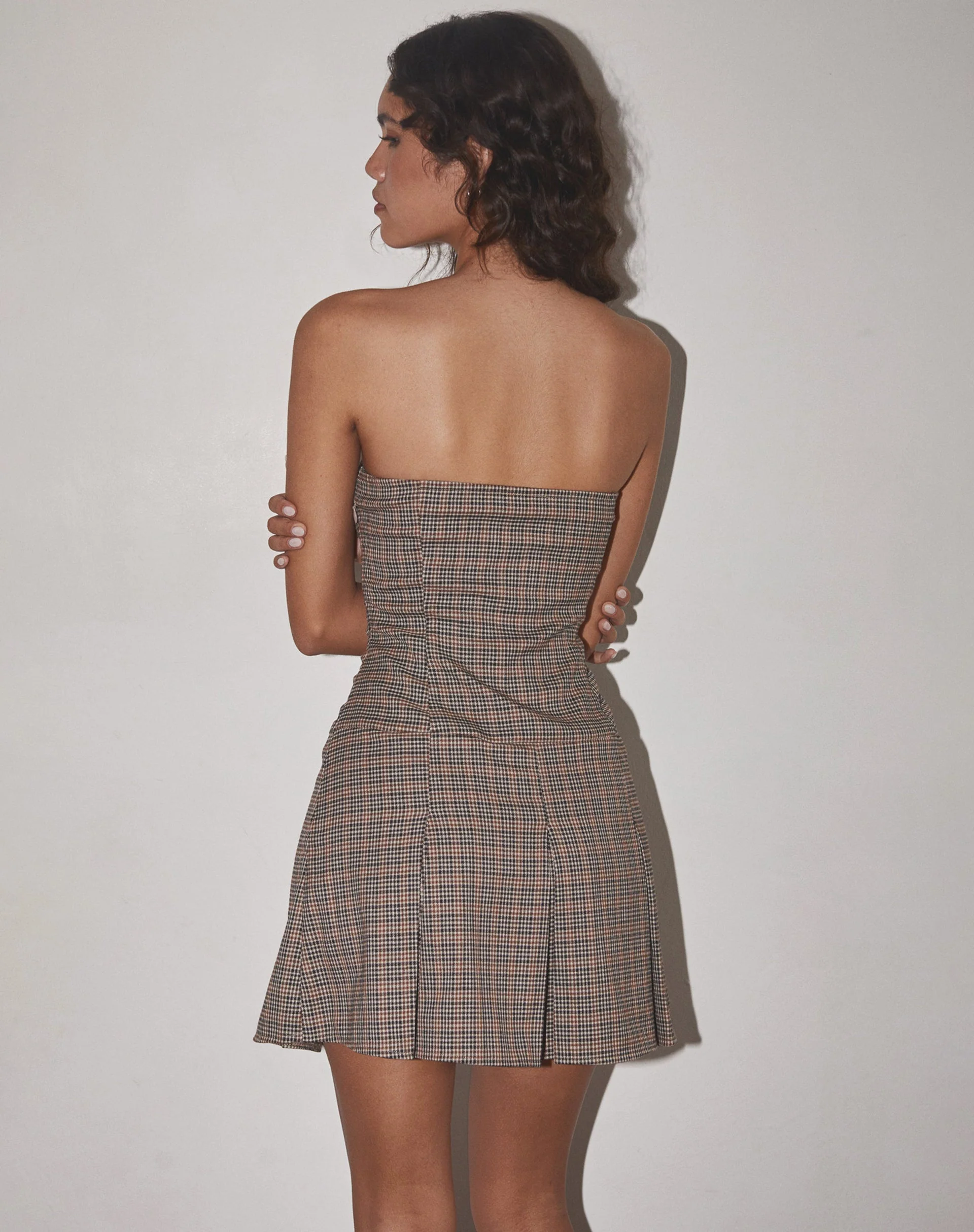 Panola Minikleid aus Mikrokaro Braun - Image 5