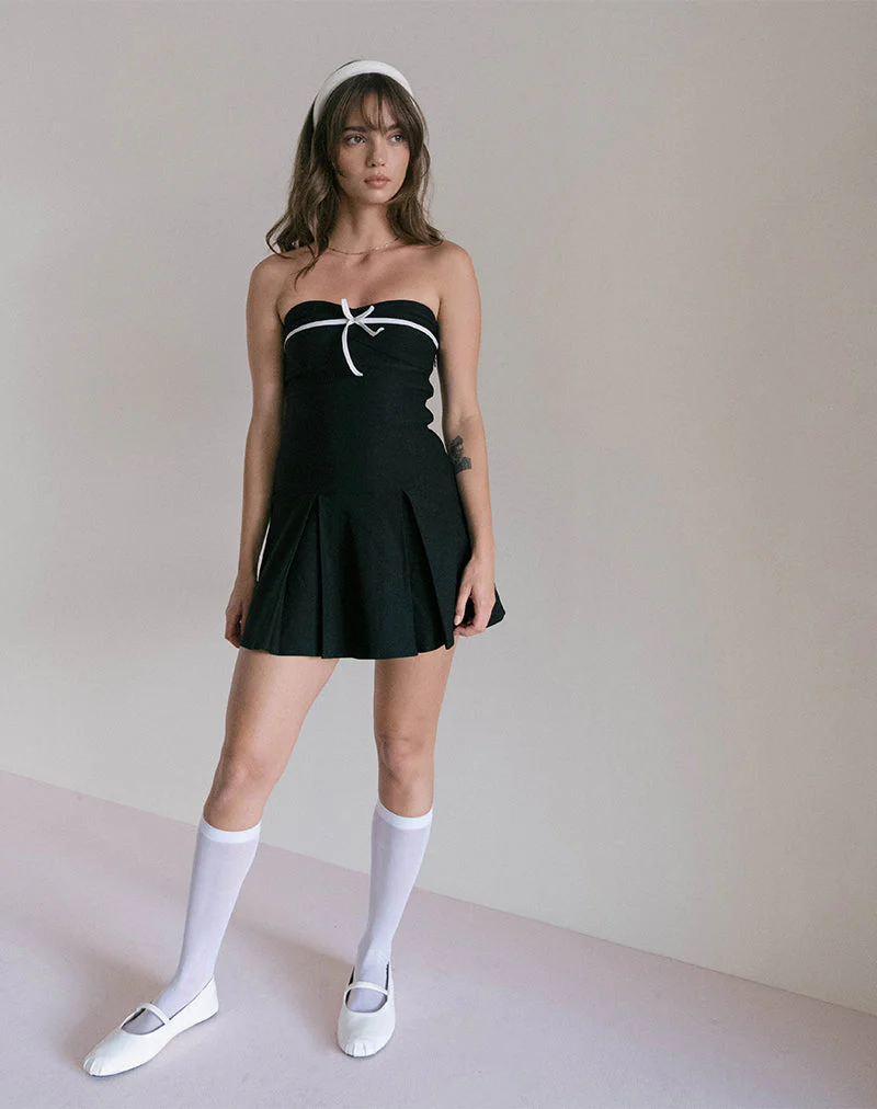 Panolia Minikleid mit Schleife vorne in Tailoring Schwarz - Image 6