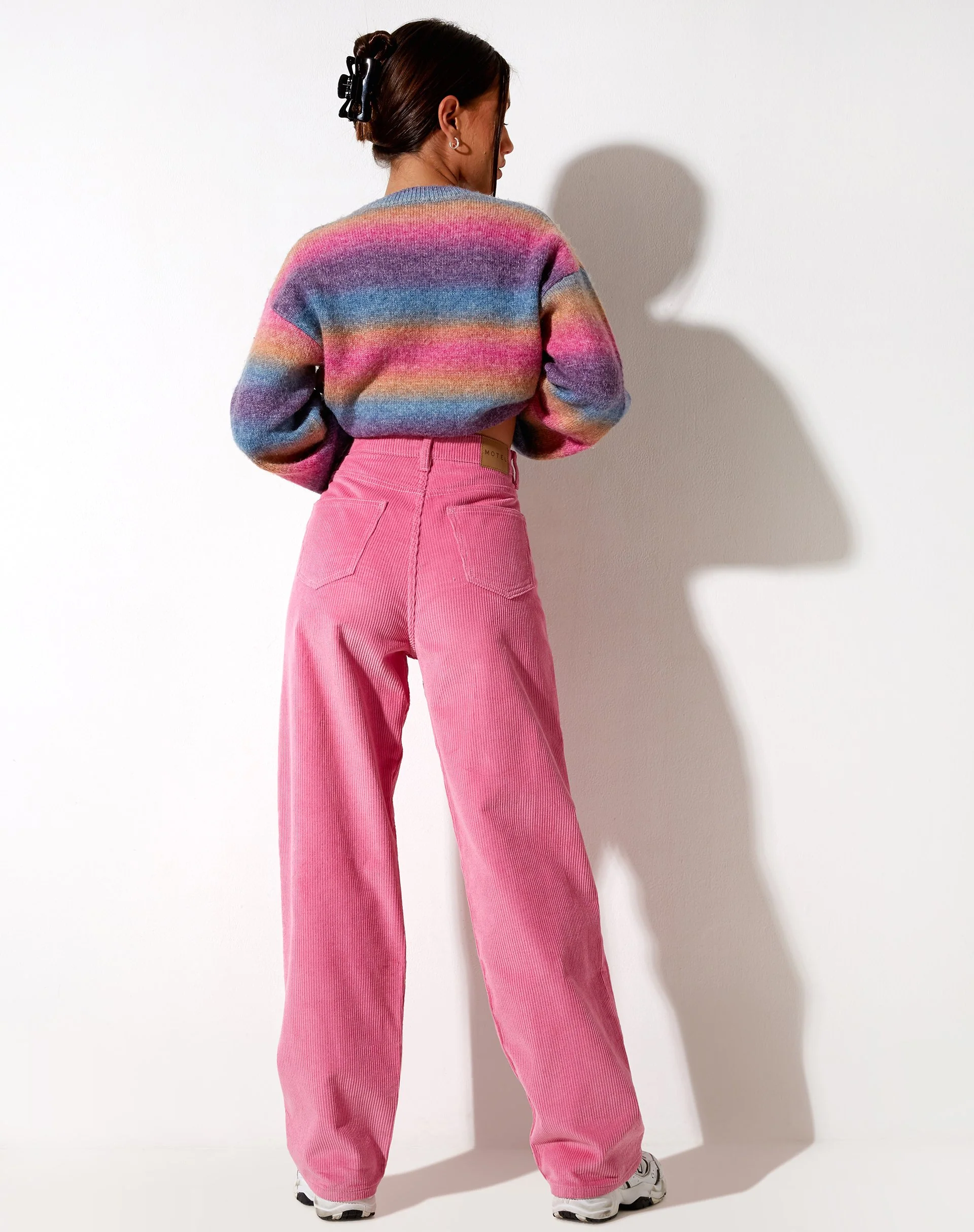 Parallele Hose aus Cord Bubblegum Pink - Image 2