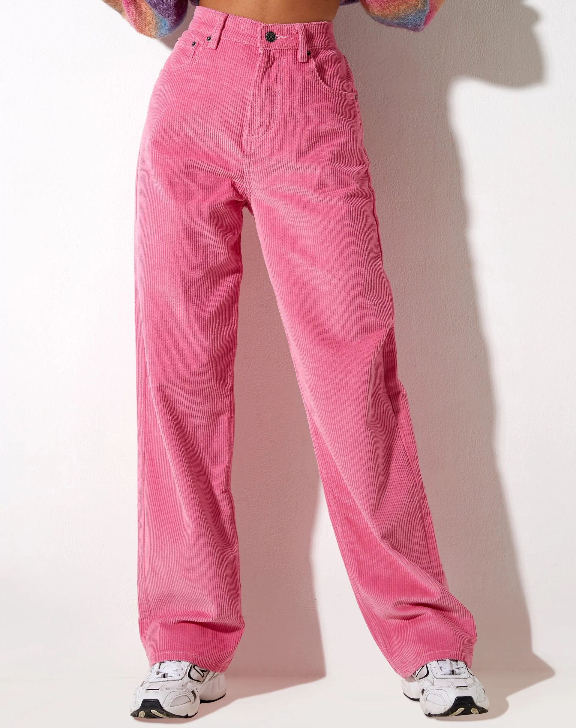 Parallele Hose aus Cord Bubblegum Pink - Image 3